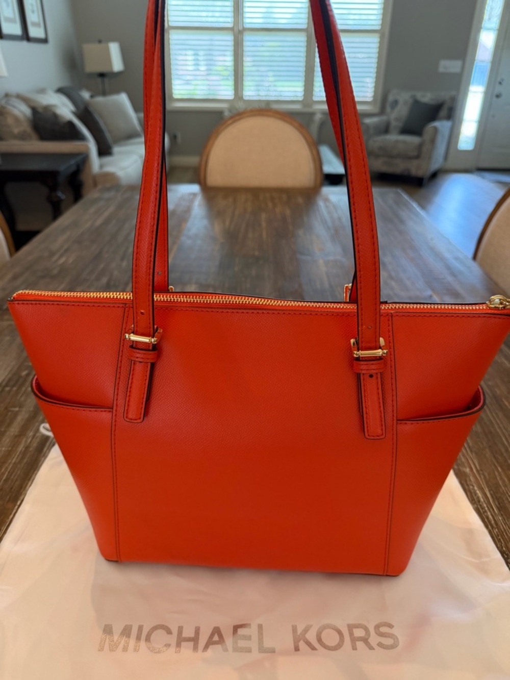 MICHAEL KORS Clementine Orange Saffiano Leather Tote - Picture 2 of 16